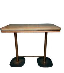 Ρετρό Ψηλό Τραπέζι Μπαρ / Stand (1.20m) με Διπλή Βάση & Art Deco Τελείωμα