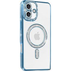 MagSafe TPU Glitter and Strass Case protect lens for iPhone 16 Siera Blue