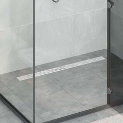 Εκροή ντους με σχέδιο γραμμής Ασημί 100 cm 42015960