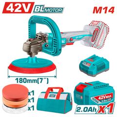 Αλοιφαδόρος Γωνιακός TOTAL Μπαταρίας Li-ion 42V / 180mm με 1 Μπαταρία 2Ah BL Motor Επαγγελματικός ( TAPLI42181E )