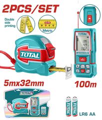 Μετρητής Αποστάσεων LASER TOTAL 100m Σέτ 2 τεμαχίων Επαγγελματικό ( TOS250902M )