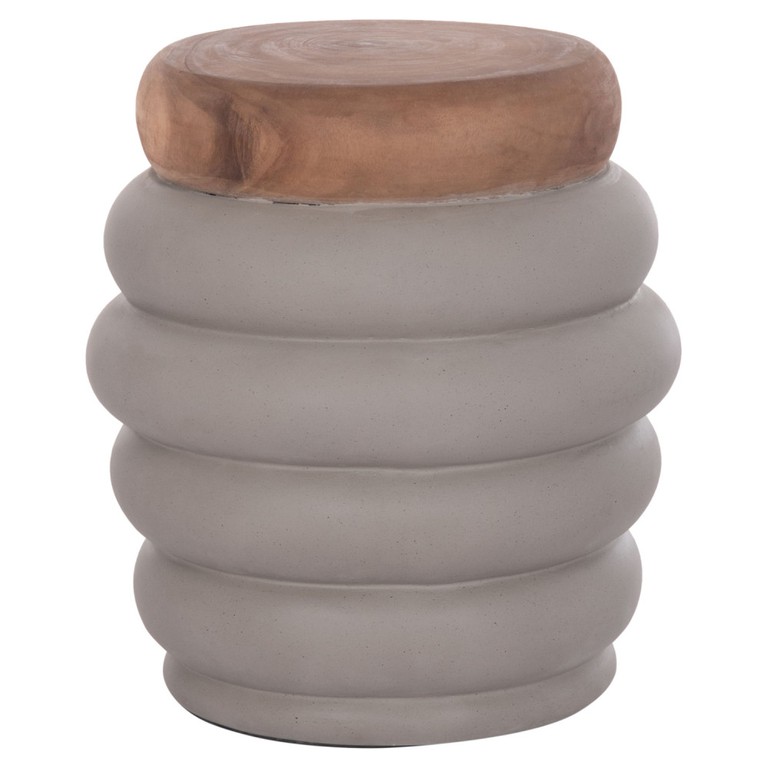 ΣΚΑΜΠΟ PUFFAT HM18172.03 FIBER CEMENT ΓΚΡΙ- ΞΥΛΟ TEAK TOP Φ45x46Υεκ.