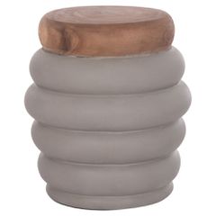 ΣΚΑΜΠΟ PUFFAT HM18172.03 FIBER CEMENT ΓΚΡΙ- ΞΥΛΟ TEAK TOP Φ45x46Υεκ.