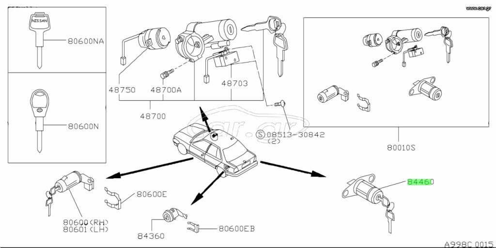 ΑΦΑΛΟΣ ΚΛΕΙΔΑΡΙΑΣ ΠΟΡΤΠΑΓΚΑΖ NISSAN SUNNY N14 SEDAN 8466052C25
