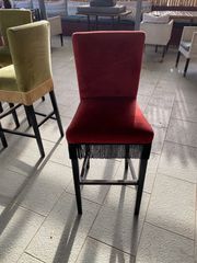 Vintage Σκαμπό Μπαρ με Βελούδο & Κρόσσια (Κόκκινο/Πράσινο)