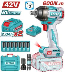 TOTAL ΕΠΑΓΓ. ΜΠΟΥΛΟΝΟΚΛΕΙΔΟ ΜΠΑΤ. Li-ion 42V / 2Ah / 600Nm / 2 ΜΠΑΤ BL Motor (TIWLI42602E)
