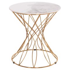ΒΟΗΘΗΤΙΚΟ ΤΡΑΠΕΖΑΚΙ RUDY HM18037.01 ΚΕΡΑΜΙΚΟ TOP ΛΕΥΚΟ-ΜΕΤΑΛΛΟ ΧΡΥΣΟ Φ45x48,5Υεκ.