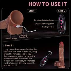 Realistic Thrusting Rotating silicone Vibrator Heating Remote Control-thumb-2