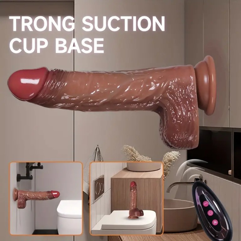 Realistic Thrusting Rotating silicone Vibrator Heating Remote Control