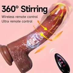 Realistic Thrusting Rotating silicone Vibrator Heating Remote Control-thumb-3