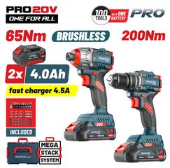 BORMANN Pro BBP5431X44T2CA Σετ Compact Brushless Κρουστικό Δραπαν/βιδο & Παλμικό Κατσαβίδι Bruhless