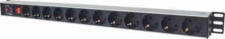 Manhattan 714044 Πολύπριζο Rack 19'' με 12 Σούκο & Διακόπτη Μαύρο