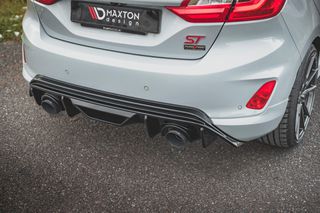 Διαχύτης / Diffuser Maxton Design + Εξατμιση Miltek GPF Ford Fiesta ST MK8 (2020-2024) - Μαυρο Γυαλσιτερό - Ασημι Γυαλιστερες Απολήξεις - (FO-FI-8-ST-RS5T+EXH+GPF)