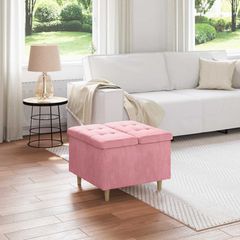 Οθωμανικό αποθήκευσης με μαξιλάρι Ροζ 60 x 60 x 45 cm Βελούδο 876828