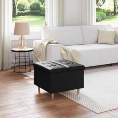 Οθωμανικό αποθήκευσης Μαύρο 60 x 60 x 45 cm Τεχνητό δέρμα 876831