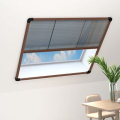 vidaXL Σήτα Παραθύρου Πλισέ Καφέ 120 x 120 εκ. από Αλουμίνιο