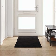 vidaXL Δερμάτινο Χαλί Μαύρο 80 x 250 cm 100% Πολυπροπυλένιο Τούφτα