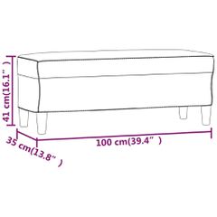 vidaXL Πάγκος Κρεμ 100x35x41 εκ. Υφασμάτινος-thumb-6