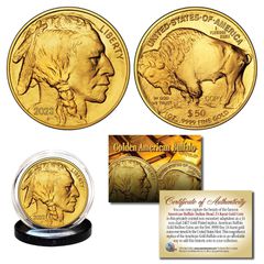 Χρυσό Δολάριο έκδοση 2011 Indian buffalo Liberty επίχρυσο 24Κ για συλλέκτες -  A` ποιότητα μουσείου-thumb-1