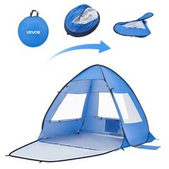 VEVOR Beach Tent Sun Shelter για 2 Άτομα, Προστασία UPF 50+, Φορητό κάλυμμα αντηλιακής σκιάς με τσάντα μεταφοράς & τσέπες άμμου, ελαφριά και εύκολη εγκατάσταση ομπρέλα παραλίας για κάμπινγκ ψάρεμα σε