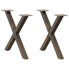 vidaXL Πόδια Τραπεζιού Σαλονιού σε Σχήμα Χ, 2 τεμ. από Φυσικό Ατσάλι 60x(42-43) εκ. Ατσάλι