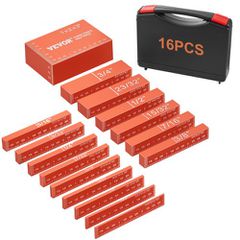 VEVOR Setup Blocks Εργαλεία ξυλουργικής, 16 τεμαχίων, σετ μπλοκ με μετρητή ύψους ακριβείας, με ευδιάκριτα χαραγμένα με λέιζερ ενδείξεις μεγέθους και θήκη αποθήκευσης, ράβδοι ρύθμισης αλουμινίου για δρ