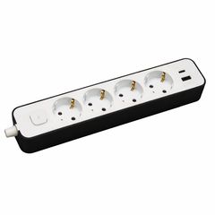 Inox Kiss Πολύμπριζο 4 θέσεων 3*1,5mm²/1,5m με παιδική προστασία amp; διακόπτη  BPOL34