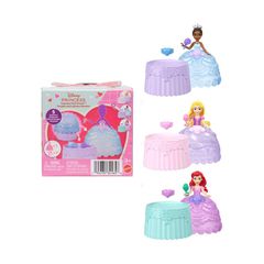 Mattel Disney Dolls: Disney Princess Small Dolls - Disney Princess Mini Dolls New Cupcake Surprise CDU 3 Designs (JJT70)