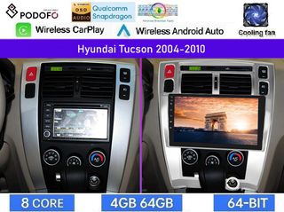 Hyundai Tucson (2004-2010) | Οθόνη 10.1" | Android 15 | Car Radio Navigation | 4GB RAM + 64GB ROM | 8-Core Snapdragon | Ασύρματο CarPlay & Ασύρματο Android Auto | GPS | WiFi | DSP | HiFi | FM/RDS