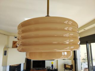 Elio Martinelli φωτιστικό οροφής, made in Italy 1964, τεχνοτροπίας Bauhaus. Διάμετρος γυαλιού 30 εκατοστά, ύψος γυαλιού 15 εκατοστά