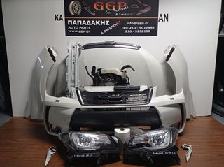 Μούρη κομπλέ Subaru Forester 2015-2019 (καπό φτερό Α/Δ εμπρός προφ. κομπλέ φανάρι Α/Δ φως ημ. με βάσεις κουμπάσο Α/Δ ψυγεία κομπλέ αυτόματο diesel τραβέρσα προφ. τραβέρσα ανω καπό) Άσπρο Πέρλα