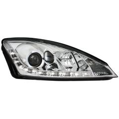 Φανάρια εμπρός Ford Focus (2001-2004) Devil eyes led - chrome , με λάμπες (Η1) - σετ 2τμχ. - SWF01ASGX