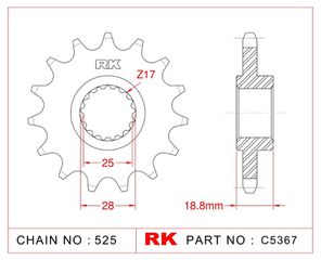 Γρανάζι εμπρόσθιο της RK C5367 16Δ 704