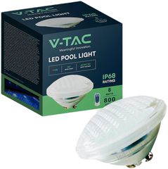 V-TAC Λαμπτήρας LED Πισίνας 8W PAR56 RGB με Τηλεχειριστήριο IP68 - SKU: 217558