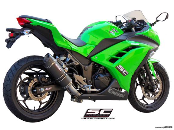 Εξάτμιση Ολόσωμη Sc Project Full system 2-1 with Oval Black stainless steel with carbon cap silencer for Kawasaki Ninja 300