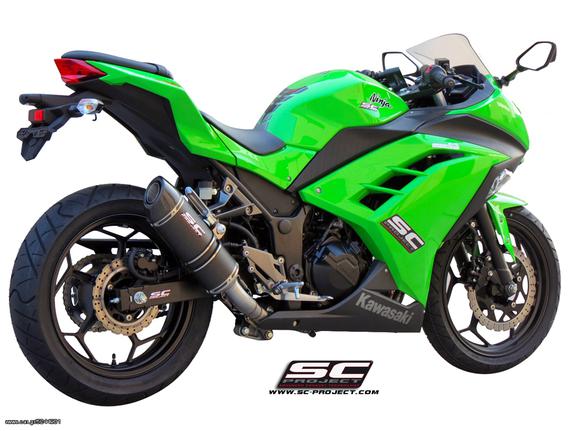 Εξάτμιση Ολόσωμη Sc Project Full system 2-1 with Oval Titanium with carbon cap silencer for Kawasaki Ninja 300