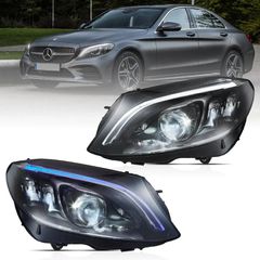 15-21 Mercedes-Benz C-Class (W205) LED Matrix Upgraded Headlights With Blue DRL
