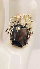 Vintage 1950 μενταγιόν με πέτρα Smoke Quartz από Κίτρινο Χρυσό Κ14 Α90086 ΤΙΜΗ 1.800 ΕΥΡΩ