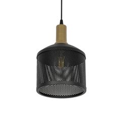 GLOBOSTAR® NETO 201-0130 Μοντέρνο Κρεμαστό Φωτιστικό Οροφής με Ντουί 1 x E27 AC 220-240V IP20 - Χρυσό & Μαύρο - Μ18 x Π18 x Υ70cm
