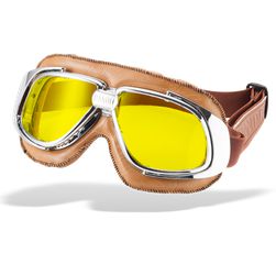 Bandit Γυαλιά / Μάσκα Αναβάτη Μοτοσυκλέτας Καφέ Δέρμα με Κίτρινους Φακούς | Classic Goggles