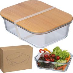 Lunch box γυάλινο με καπάκι bamboo19,9x15x6,5εκ.