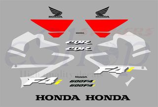 Αυτοκόλλητα σετ για Honda CBR 600 f 4i Ασημί - Κόκκινη έκδοση 2002 2003