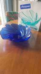 Γυάλινο Μπωλ Σαλατιέρα Φρουτιέρα Vintage Arcoroc France Amazone Cobalt Blue