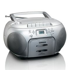 LENCO 246-0006 Φορητό Ηχοσύστημα SCD-420 με CD / Κασετόφωνο / Ραδιόφωνο σε Ασημί Χρώμα (SCD-420SI)