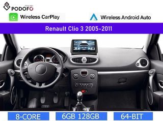 Renault Clio (2005-2011) Android 13 Οθόνη 9" | 6GB RAM +128GB ROM | Ασύρματο CarPlay & Aσύρματο Android Auto | GPS | WiFi | DSP