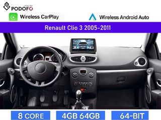 Renault Clio (2005-2011) Android Car Radio 9" 4+64GB 8-Core Ασύρματο CarPlay & Aσύρματο Android Auto| GPS | WiFi | DSP