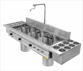 Εστία Αερίου Wok Επιδαπέδια Με 3 Εστίες & Σύστημα Νερού 190x80x85Cm TC.7WG190 - Καινούργια.