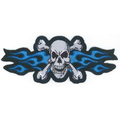 Lethal Threat Ραφτό Σήμα Blue Flame Skull Embroidered Patch 6" x 2.5" | ST3101