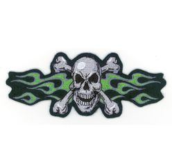 Lethal Threat Ραφτό Σήμα Green Flame Skull 6" x 2.5" | ST31013