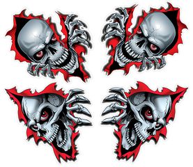 Lethal Threat Αυτοκόλλητα εξωτερικής χρήσης 4 τεμάχια Skull Rip Set | SB37716-A